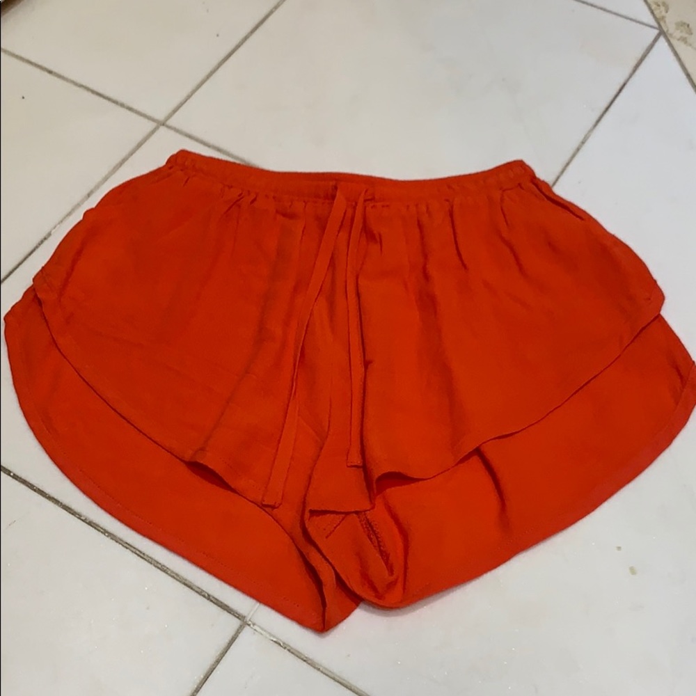 LF bright red soft shorts with pockets